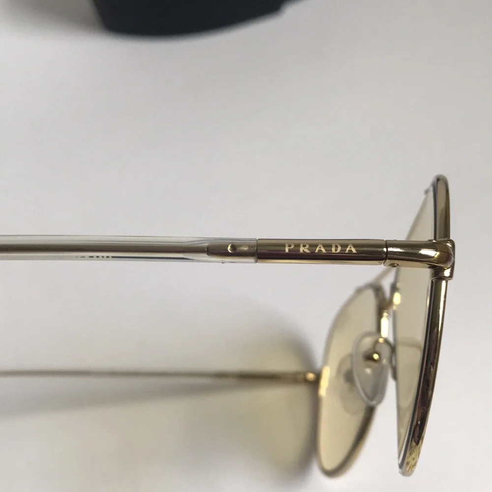 New Authentic PRADA SPR66X – ZVN01F Aviator Sunglasses - Yellow Lenses
